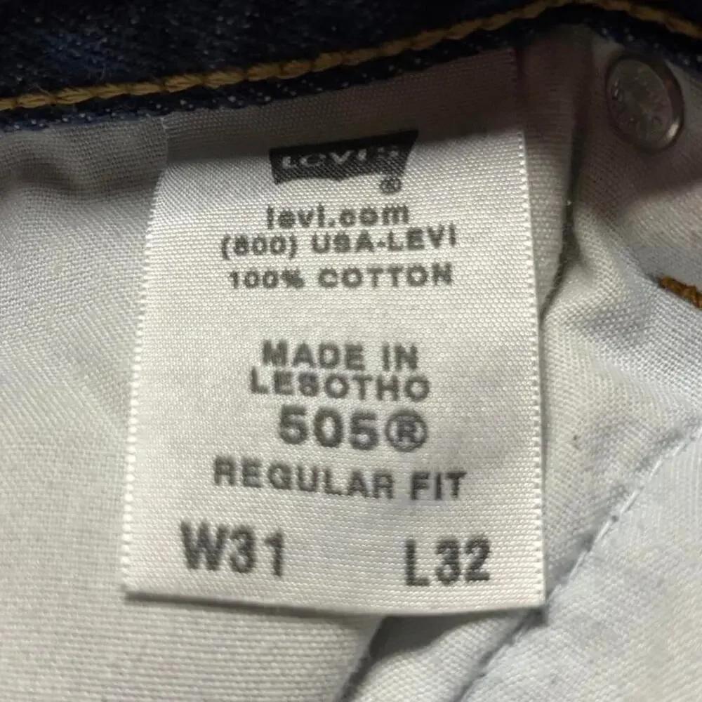 Levis 505 Regular Fit Jeans Mens 31x32 Dark Wash Denim Pants